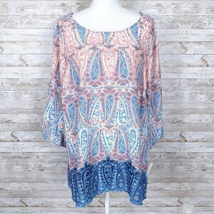 Lily Black Blouse 2X Top Paisley 809